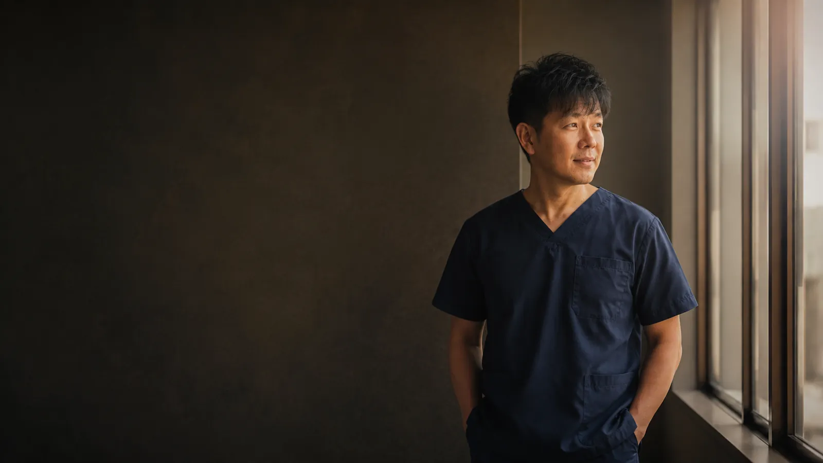 以蔡詩偉醫師本人為參考生成的窗邊情境形象