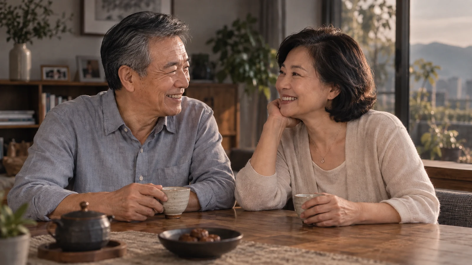 伴侶在家中共享午茶的生活畫面